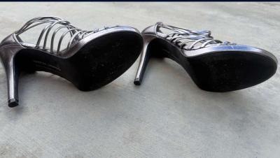 Chinese Laundry Metallic Strappy Stiletto Heels  Back Zip  W - Thumbnail 3