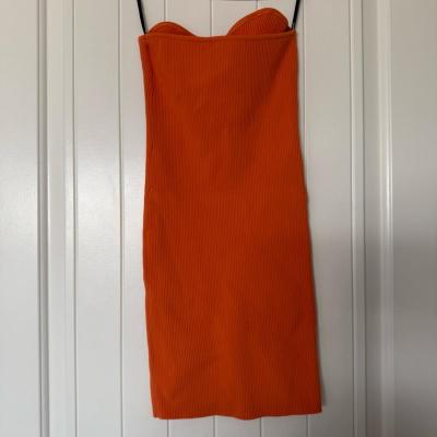 Forever 21 Ribbed Bodycon Midi Strapless Dress  Burnt Orang - Thumbnail 3