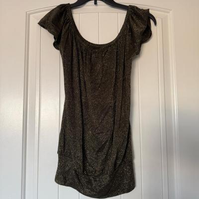 Size Small Gold Shimmer OffShoulder Tunic Top  Blouson Party - Thumbnail 5