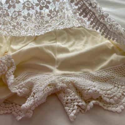 Romantic Ivory Crochet Lace Skort  Floral Boho Overlay Built - Thumbnail 3