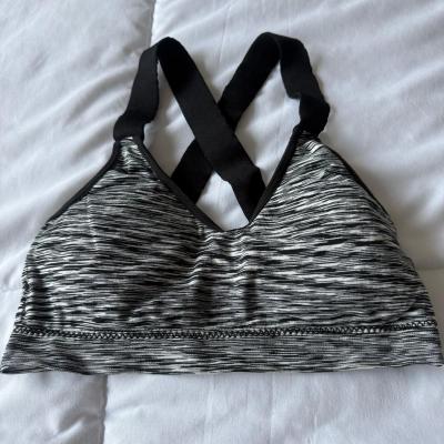 Strappy Crisscross Back Sports Bra  Black  Gray SpaceDye  Li - Thumbnail 2