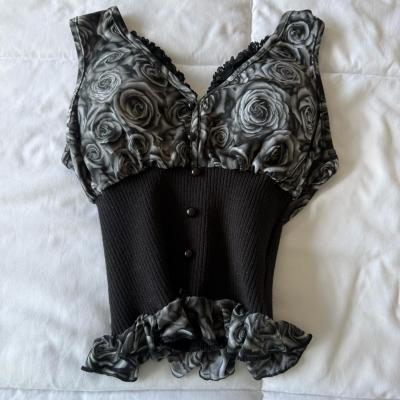 Gothic Rose LaceTrim CorsetStyle Top  Romantic Grunge  Y2K - Thumbnail 2
