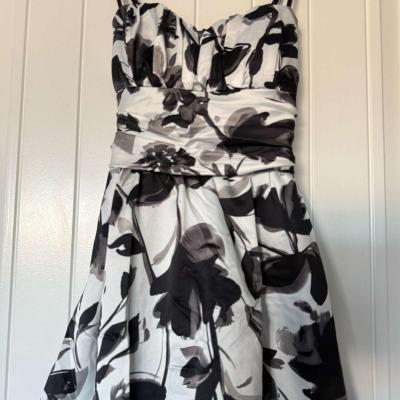 Black  Ivory Floral Padded Cocktail Dress with Bow Back  For - Thumbnail 3