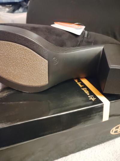 Hawk well Women's Suede Arch Support Side Zipper black Size 9 - Thumbnail 2