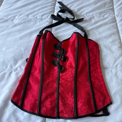 Fredericks of Hollywood Red Satin Floral Corset  Worn Once S - Thumbnail 2