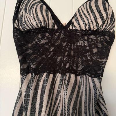 Animal Print Black Lace Tank with BuiltIn Padding S - Thumbnail 2