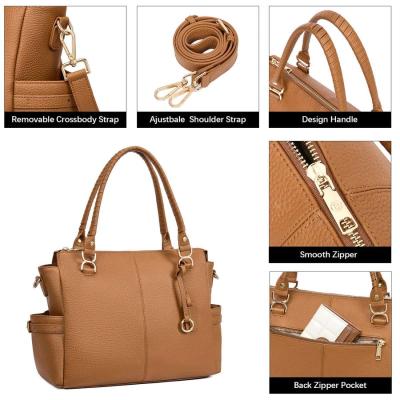 Nevin Genuine Pebbled Leather Everyday Carryall Tote - Thumbnail 6