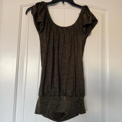 Size Small Gold Shimmer OffShoulder Tunic Top  Blouson Party - Thumbnail 3