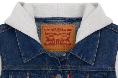 Levis Trucker Biiker Jacket Jersey Hood  Sleeves Medium - Thumbnail 3