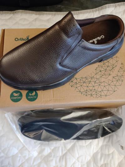 Orthopedic Men's slip on shoes Size 9 Brown - Thumbnail 3