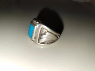 Southwestern Style Sterling and Turquoise Vintage Ring - Thumbnail 4