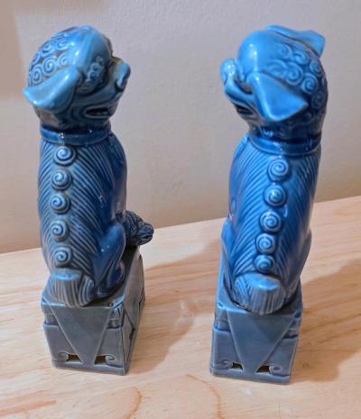 Pair of Vintage Chinese Porcelain Turquoise Foo Dog  Lion 6 - Thumbnail 3