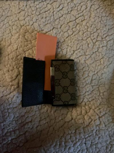 Authentic Gucci GG Supreme canvas and leather cardholder - Thumbnail 4