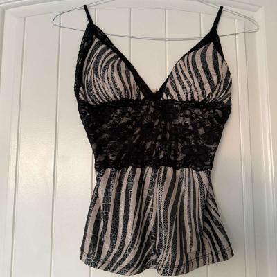 Animal Print Black Lace Tank with BuiltIn Padding S - Thumbnail 3