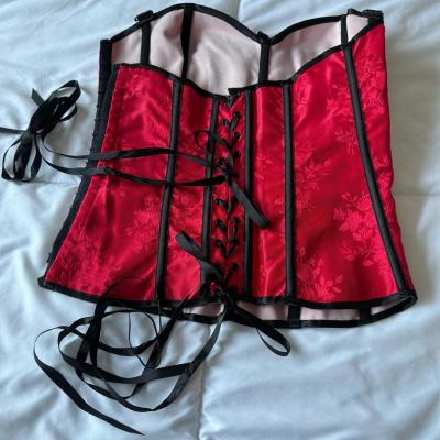 Fredericks of Hollywood Red Satin Floral Corset  Worn Once S - Thumbnail 6