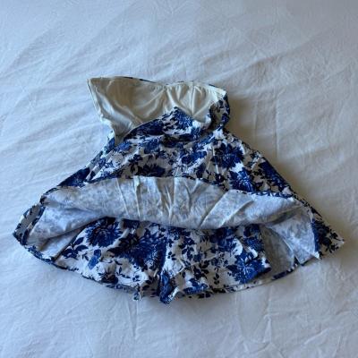 Blue Toile Floral Strapless Skater Dress  Fit  Flare Party - Thumbnail 3