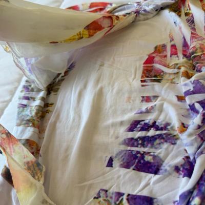 Strapless Abstract Watercolor Ruched Tube Top  Vibrant Multi - Thumbnail 4