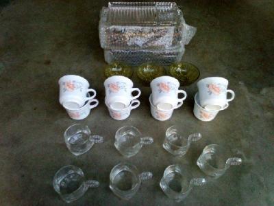 Glass serving trays Glass trays White coffee cups Clear coff - Spring Valley, California