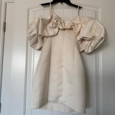 Elegant Cream Vanilla PuffSleeve OffShoulder Mini Dress - Thumbnail 4