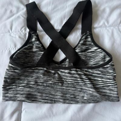 Strappy Crisscross Back Sports Bra  Black  Gray SpaceDye  Li - Thumbnail 3