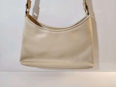 Vintage Liz Claiborne Beige Faux Leather Woven Handbag - Thumbnail 2