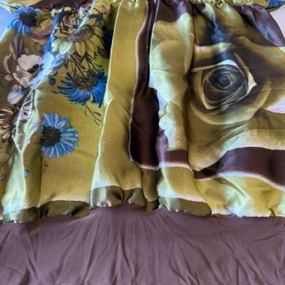 SilkFeel Boho Halter Blouse  Olive Floral Empire Waist State - Thumbnail 3