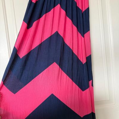 Bold Pink  Navy Chevron Strapless Maxi DressSize Small Eyeca - Thumbnail 6