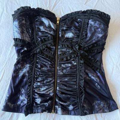 Strapless Gothic Corset Bustier Top  Padded Bra Front Zip R - Thumbnail 3