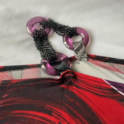 Brand New OneShoulder Ruched Longline Top  Red  Purple Abstr - Thumbnail 5