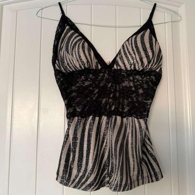 Animal Print Black Lace Tank with BuiltIn Padding S - Thumbnail 4