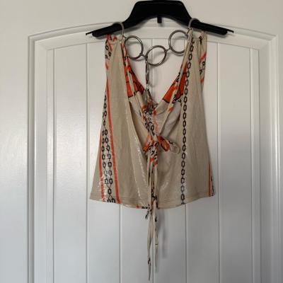 Y2K Backless ChainLink Halter Top with Oversized ORing Hardw - Thumbnail 6