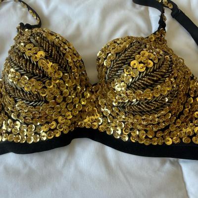 Brand HandEmbellished Gold Sequin Performance Bra  Showgirl - Thumbnail 2