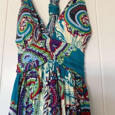 Forever 21 Boho Paisley Dress  Small  Padded Bra Top  Teal - Thumbnail 3