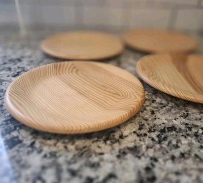 Rare  Sanbergs Nora Stad Sweden 4 Wooden Pine Plates - Thumbnail 2