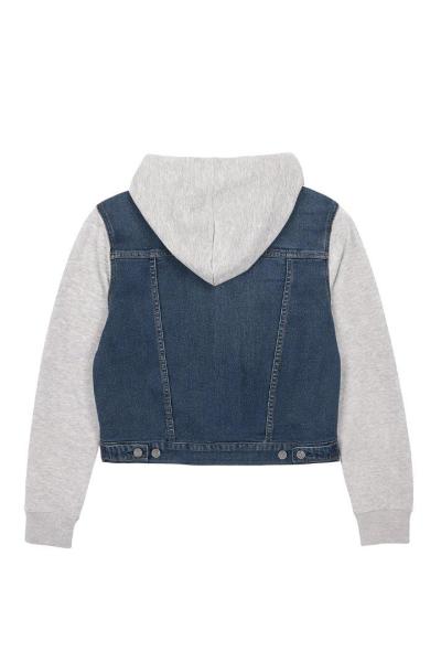 Levis Trucker Biiker Jacket Jersey Hood  Sleeves Medium - Thumbnail 2