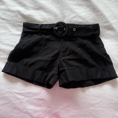 Black HighWaisted Belted Cuffed Shorts  Size Small  Chic Tai - Thumbnail 3