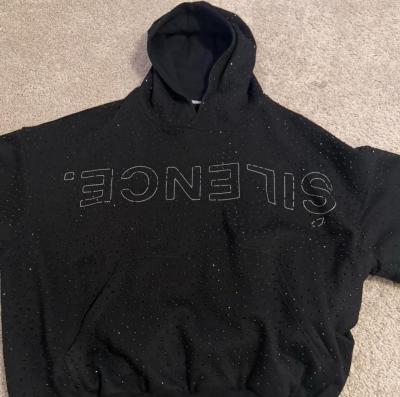 silence by onyx onyx vvs rhinestone hoodie in black - Thumbnail 4