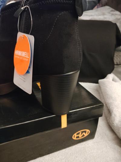 Hawk well Women's Suede Arch Support Side Zipper black Size 9 - Thumbnail 5