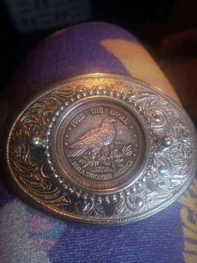 belt buckle with silver coin in the middle - Thumbnail 2