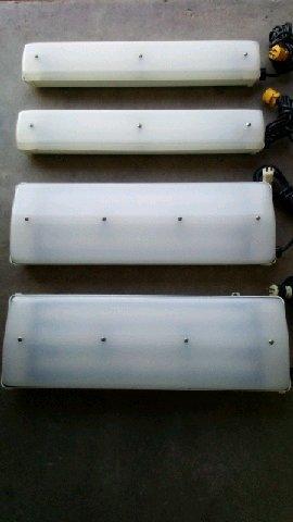 Fluorescent light fixtures with bulbs