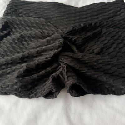 Black Textured HighWaisted Stretch Lounge Shorts  Smocked - Thumbnail 4