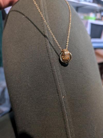 925 Sterling Silver with Two Hoop Pendant - Thumbnail 4