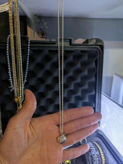 Silver Colored Heart Locket Necklace - Thumbnail 4