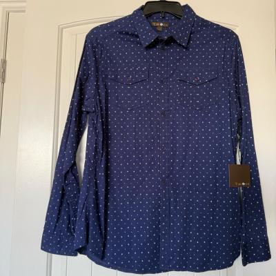 TWOGE Eye Logo Navy Star Print ButtonDown Shirt  Size XL - Thumbnail 4
