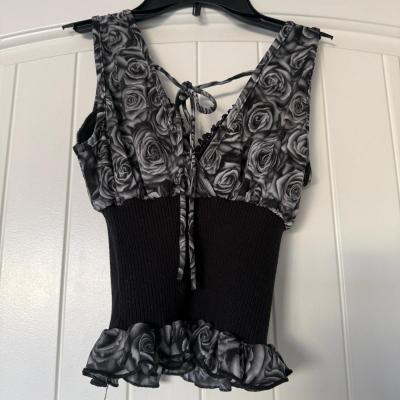 Gothic Rose LaceTrim CorsetStyle Top  Romantic Grunge  Y2K - Thumbnail 6