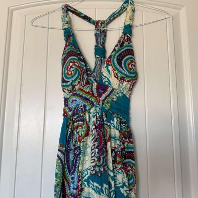 Forever 21 Boho Paisley Dress  Small  Padded Bra Top  Teal - Thumbnail 2