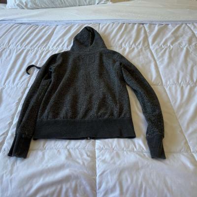 Womens Charcoal ZipUp Hoodie with Gold Sequin LOVE Graphic - Thumbnail 2