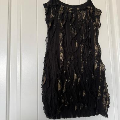 FOREVER 21 Twenty One Black  Gold Ruffled Mini Dress  Sheer - Thumbnail 5