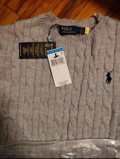 Polo Ralph Lauren Cable Knit Sweater Gray Size L - Thumbnail 3