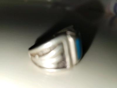 Southwestern Style Sterling and Turquoise Vintage Ring - Thumbnail 6